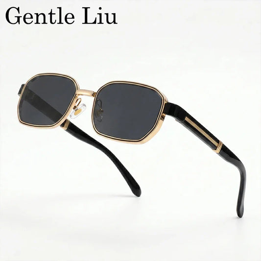 Rectangle Steampunk Sunglasses Men 2026 Luxury Brand Hip Hop Vintage Gold Frame Sun Glasses Male Retro Punk Streetwear Eyewear